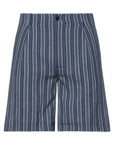 Shop Daniele Alessandrini Man Shorts & Bermuda Shorts Blue Size 30 Linen, Cotton