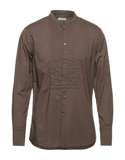 Shop Paolo Pecora Man Shirt Brown Size 17 Cotton