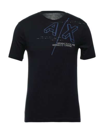 Shop Armani Exchange Man T-shirt Midnight Blue Size Xs Cotton In Dark Blue