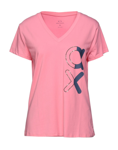Shop Armani Exchange Woman T-shirt Pink Size Xs Cotton, Elastane