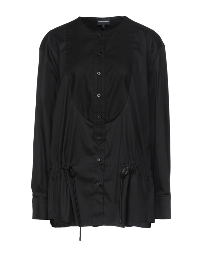 Shop Emporio Armani Woman Shirt Black Size 14 Cotton, Polyamide, Elastane