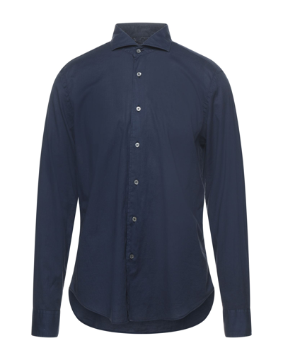 Shop Fedeli Man Shirt Blue Size 16 ½ Cotton, Elastane