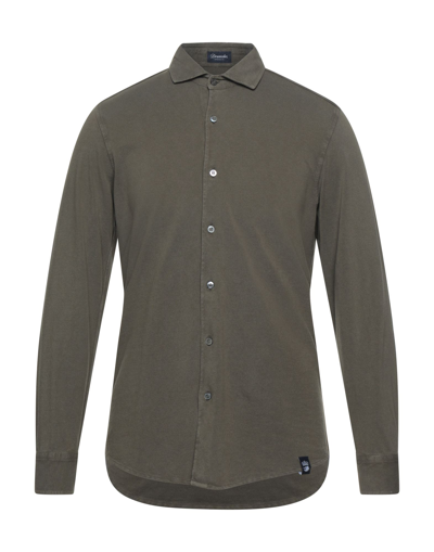 Shop Drumohr Man Shirt Military Green Size S Cotton