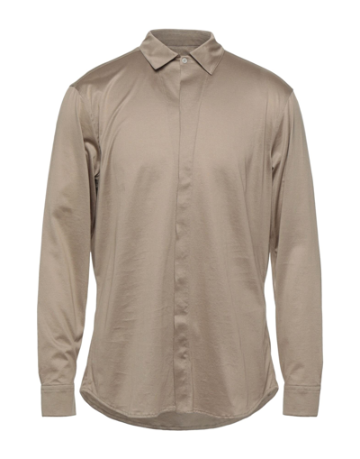 Shop Paolo Pecora Man Shirt Khaki Size 15 ¾ Cotton In Beige