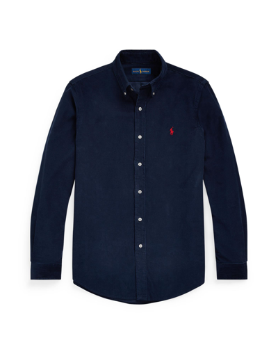 Shop Polo Ralph Lauren Slim Fit Corduroy Shirt Man Shirt Midnight Blue Size M Cotton