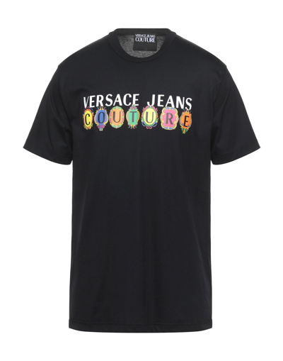 Shop Versace Jeans Couture Man T-shirt Black Size Xl Cotton