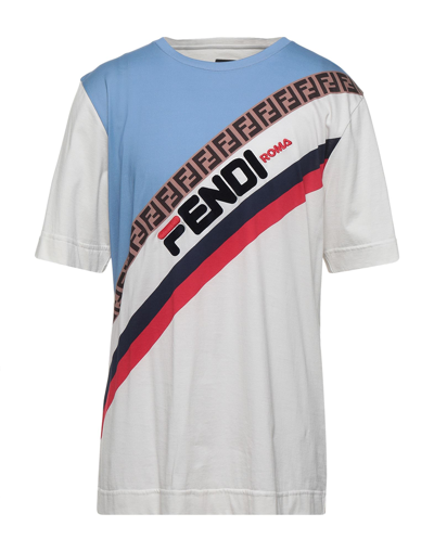 Fendi X Fila T-shirts In Sky Blue | ModeSens