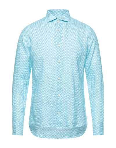 Shop Drumohr Man Shirt Sky Blue Size Xxl Linen
