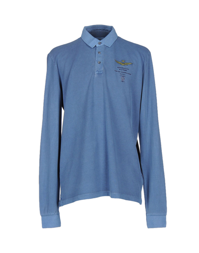Shop Aeronautica Militare Polo Shirts In Pastel Blue
