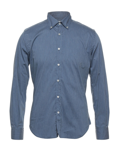 Shop Brooksfield Man Shirt Slate Blue Size 17 ½ Cotton, Polyamide, Elastane