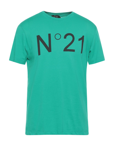 Shop Ndegree21 Man T-shirt Green Size Xxs Cotton
