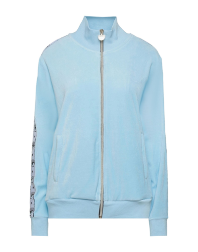 Shop Chiara Ferragni Woman Sweatshirt Sky Blue Size S Cotton, Polyester