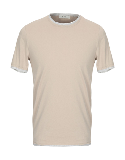 Shop Alpha Studio Man T-shirt Beige Size 44 Cotton