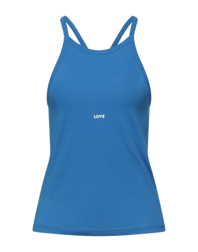 Merci .., Woman Tank Top Blue Size S Cotton In Blue