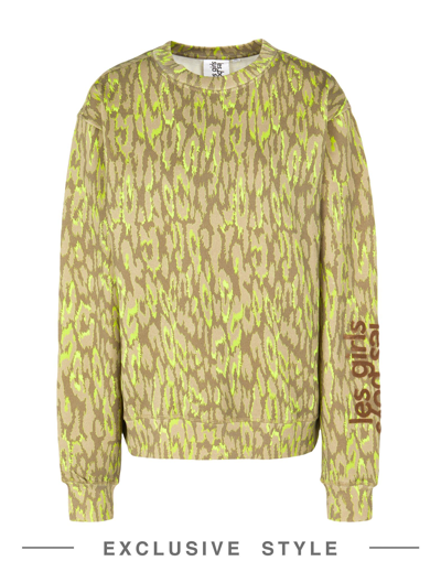 Shop Les Girls Les Boys X Yoox Printed Loopback Crew Neck Sweatshirt Woman Sweatshirt Military Green Size