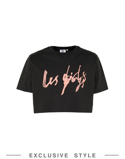 Shop Les Girls Les Boys X Yoox Scratchy Print Crop T-shirt Man T-shirt Steel Grey Size L Cotton