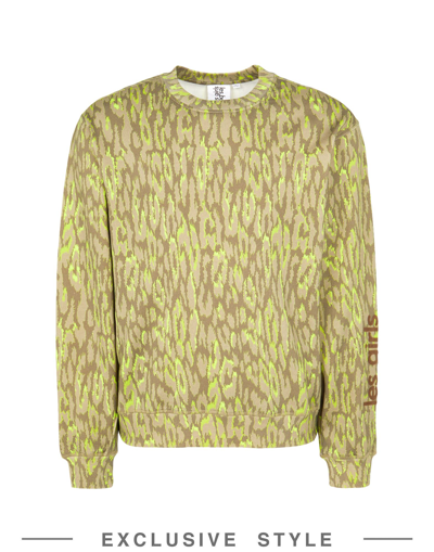 Shop Les Girls Les Boys X Yoox Printed Loopback Crew Neck Sweatshirt Man Sweatshirt Military Green Size X