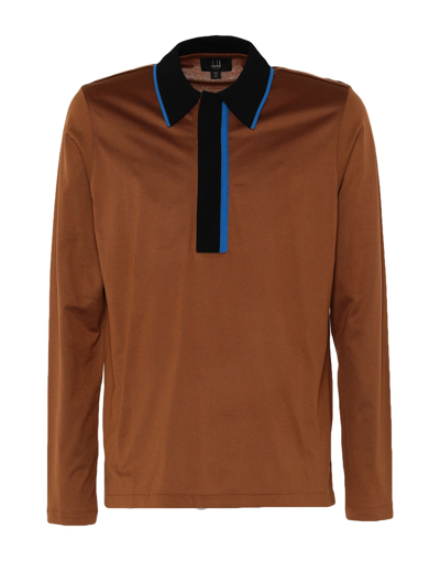 Shop Dunhill Man Polo Shirt Brown Size Xxl Cotton