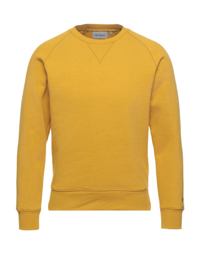 Shop Carhartt Man Sweatshirt Ocher Size L Cotton, Polyester