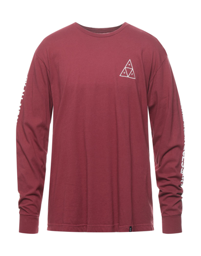 Shop Huf Man T-shirt Burgundy Size L Cotton, Polyester In Red