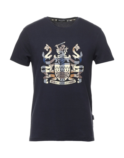 Shop Aquascutum Man T-shirt Midnight Blue Size S Cotton, Elastane