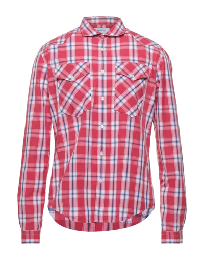Shop Aglini Man Shirt Red Size 16 Cotton