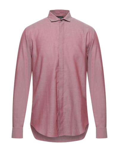 Shop Emporio Armani Man Shirt Burgundy Size L Cotton In Red