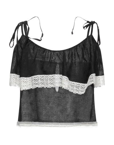 Shop Kristina Ti Woman Top Black Size 6 Viscose, Silk, Cotton, Polyamide, Elastane