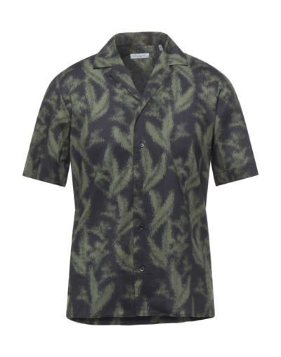 Shop Paolo Pecora Man Shirt Military Green Size 16 ½ Cotton