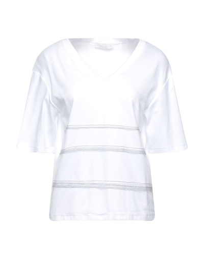 Shop Fabiana Filippi Woman T-shirt White Size 8 Cotton, Elastane, Polyamide, Ecobrass