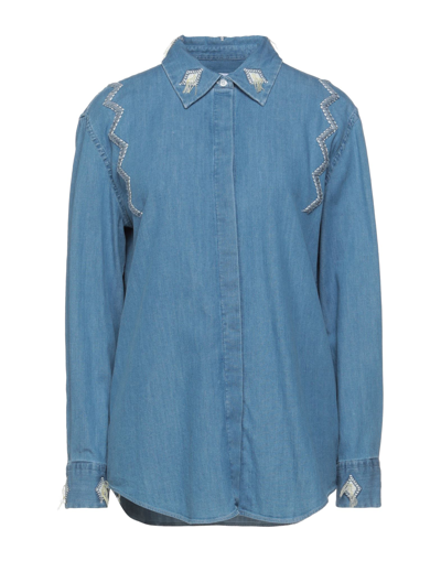 Shop Dondup Woman Denim Shirt Blue Size 6 Cotton, Elastane