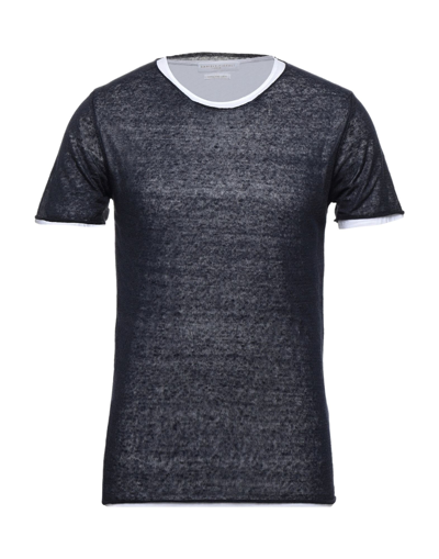 Shop Daniele Fiesoli Man T-shirt Midnight Blue Size L Linen, Elastane, Cotton