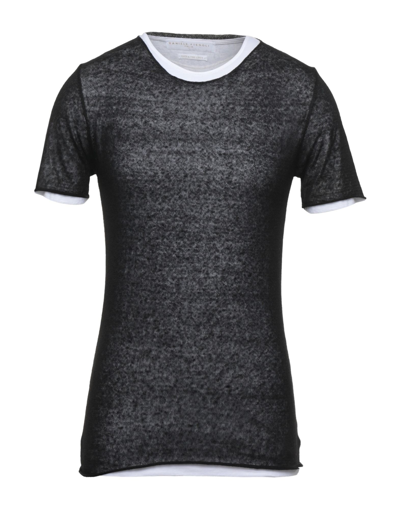 Shop Daniele Fiesoli Man T-shirt Black Size M Linen, Elastane, Cotton