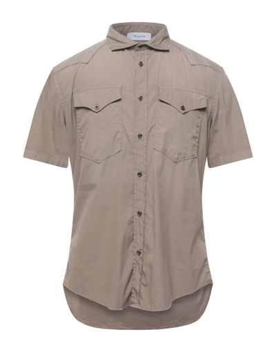 Shop Aglini Man Shirt Khaki Size 15 ¾ Cotton, Polyamide, Elastane In Beige