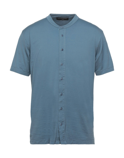Shop Daniele Fiesoli Man Shirt Slate Blue Size S Cotton