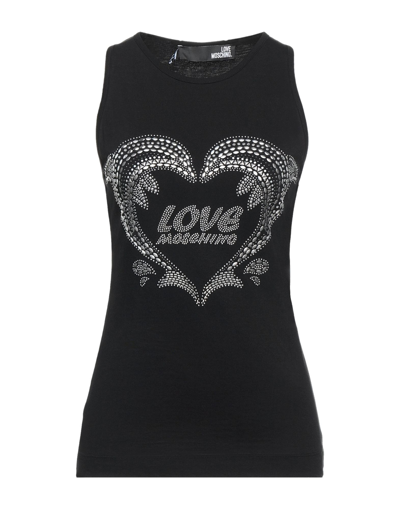 Shop Love Moschino Woman Tank Top Black Size 4 Cotton
