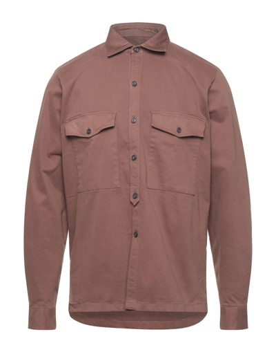 Shop Gmf 965 Man Shirt Brown Size Xl Cotton, Elastane