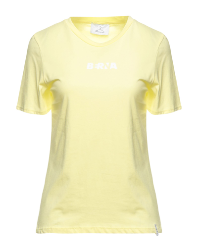 Shop Berna Woman T-shirt Yellow Size L Cotton, Elastic Fibres