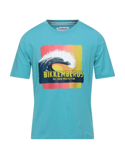 Shop Bikkembergs Man T-shirt Azure Size L Cotton, Elastane In Blue