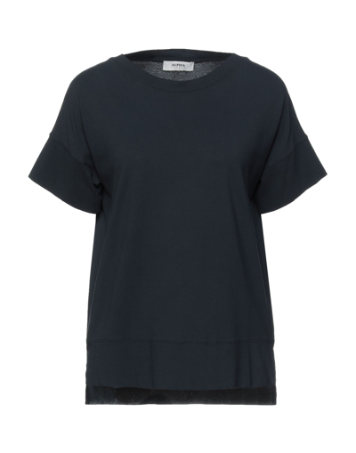 Shop Alpha Studio Woman T-shirt Midnight Blue Size 6 Cotton, Elastane