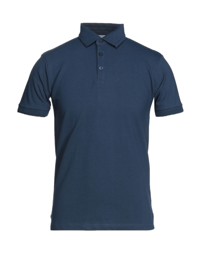 Shop Sseinse Man Polo Shirt Midnight Blue Size M Cotton, Elastane