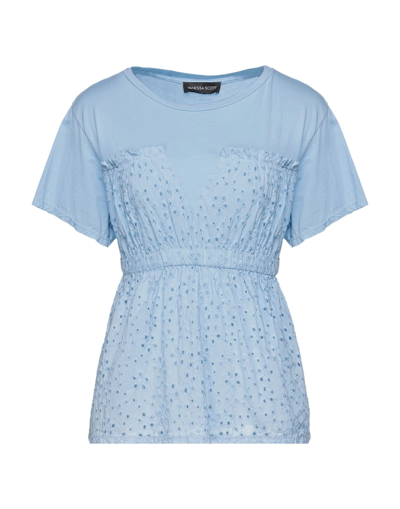 Shop Vanessa Scott Woman T-shirt Sky Blue Size S Cotton