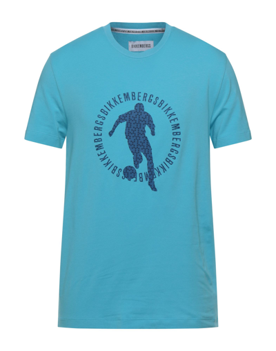 Shop Bikkembergs Man T-shirt Azure Size M Cotton, Elastane In Blue