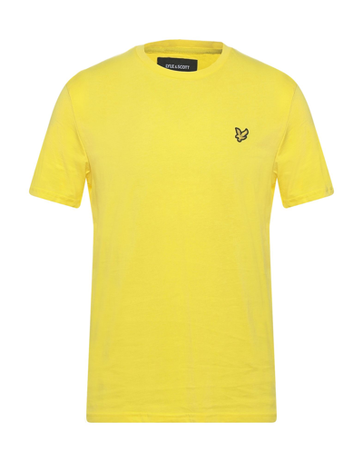 Shop Lyle & Scott Man T-shirt Yellow Size L Organic Cotton