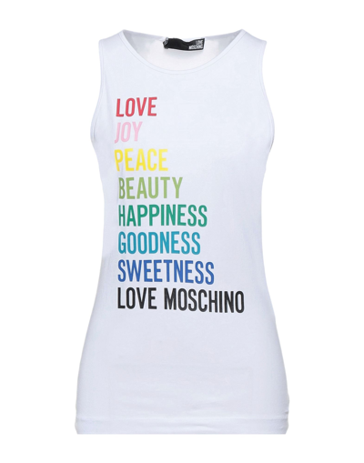 Shop Love Moschino Woman Tank Top White Size 4 Cotton, Elastane