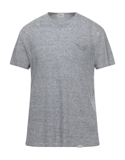 Shop Brooksfield Man T-shirt Slate Blue Size S Cotton, Linen