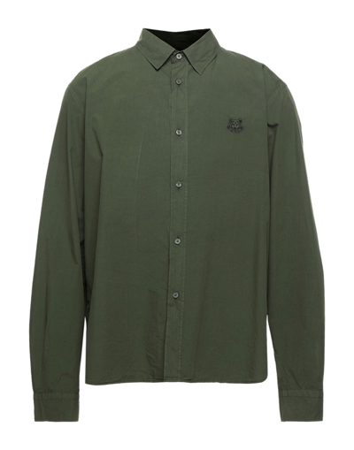 Shop Kenzo Man Shirt Military Green Size 15 ½ Cotton