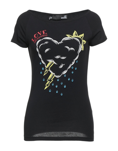 Shop Love Moschino Woman T-shirt Black Size 2 Cotton, Elastane