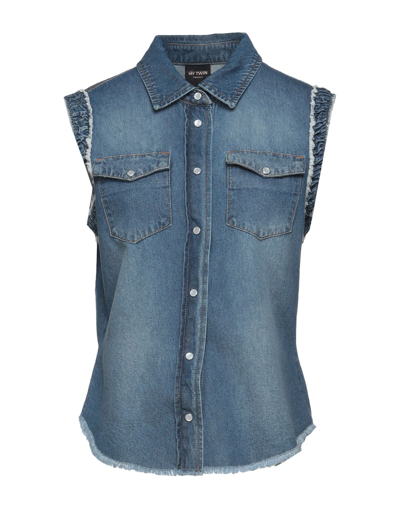 My Twin Twinset Denim Shirts In Blue