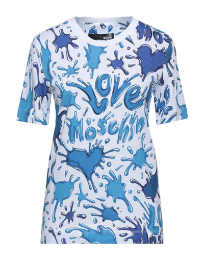 Shop Love Moschino Woman T-shirt Blue Size 4 Cotton